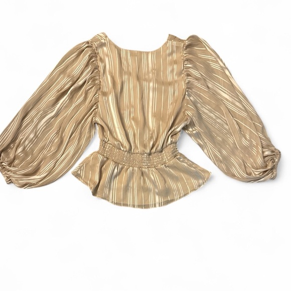 Express Gold Striped Blouse with balloon sleeves. WOMENS size m. - Picture 5 of 5